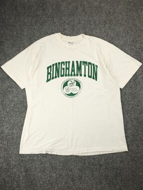Vintage 90s Champion Binghamton New York State University T Shirt Large Spellout